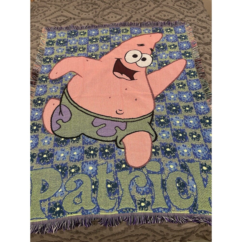 Vintage The Northwest Company Patrick Throw Blanket Tapestry Woven Sponge Bob